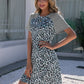 SO SASSY Leopard Round Neck Short Sleeve Mini Dress