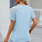 Openwork Round Neck Short Sleeve T-Shirt
