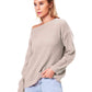 Boat Neck Drop Shoulder Long Sleeve Sweater