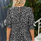 Polka Dot Round Neck Lantern Sleeve Blouse