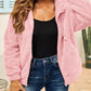 Drawstring Zip Up Hooded Plush Jacket