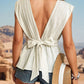 Cream Surplice Tie Waist Tank