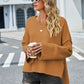 High-Low Slit Round Neck Long Sleeve Sweater