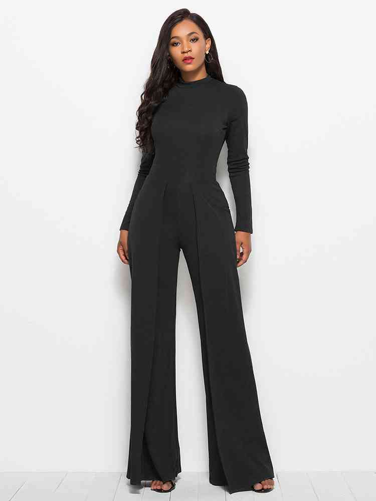 SavannahJayJumpers Long Sleeve Mock Neck Wide Leg Jumpsuit