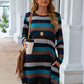 Women's Candida Striped Round Neck Long Sleeve Dress