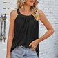 Openwork Round Neck Wide Strap Tank