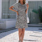 SO SASSY Leopard Round Neck Short Sleeve Mini Dress