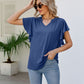 Women's JAYLEEN Full Size Notched Neck Flutter Sleeve Tee
