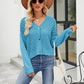 Eyelet Button Front Long Sleeve Cardigan