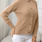 AuroraBlissX Round Neck Cable-Knit Buttoned Knit Top