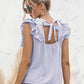 Malibu Dreams Round Neck Tied Open Back Flutter Sleeve Top
