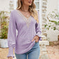 Pretty Purples Eyelet V-Neck Smocked Flounce Sleeve Blouse