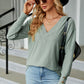 V-Neck Lantern Sleeve T-Shirt