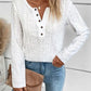 Openwork Half Button Long Sleeve Blouse
