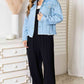 Double Take Dropped Shoulder Raw Hem Denim Jacket