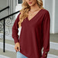 V-Neck Lantern Sleeve T-Shirt