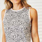 Double Take Full Size Printed Round Neck Beige Tank