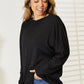 Double Take Light Gray Full Size Seam Detail Round Neck Long Sleeve Top