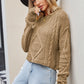 ZELDAlea Cable-Knit Round Neck Dropped Shoulder Sweater