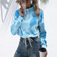 Tie-Dye Quarter Zip Dropped Shoulder Sweatshirt