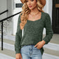 Full Size Tosha Ribbed Square Neck Long Sleeve T-Shirt