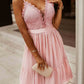 Women's Polka Dot Spliced Lace Spaghetti Strap Dress