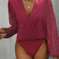 Ruched Surplice Long Sleeve Bodysuit