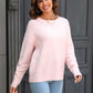 Malibu Dreams Hannah&Mea Round Neck Ribbed Long Sleeve Sweater