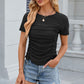 Eyelet Ruched Round Neck Short Sleeve T-Shirt
