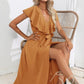 Ruffled Tied V-Neck Midi Dress