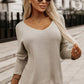 Fringe Trim V-Neck Pullover Sweater
