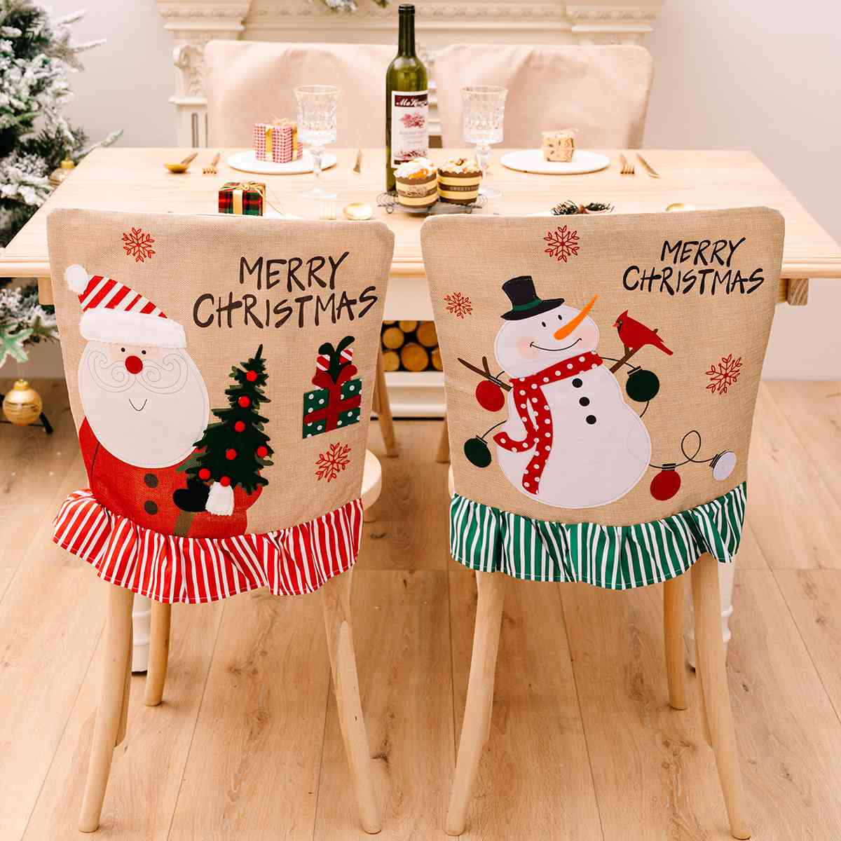 MERRY CHRISTMAS Santa or Snowman Chair Cover