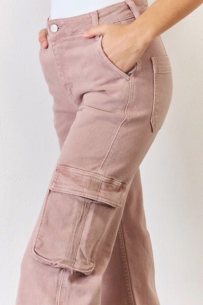 RISEN Full Size High Rise Cargo Wide Leg Jeans *