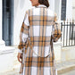 Penelope Plaid Belted Collared Neck Button Up Jacket