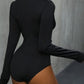 Lace Detail Plunge Long Sleeve Bodysuit