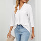 Full Size Eyelet Three-Quarter Sleeve Blouse