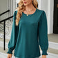 Round Neck Smocked Flounce Sleeve Blouse