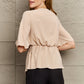 V-Neck Tie Front Half Sleeve Blouse