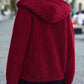 FashionToFigureTrends Wine Zip-Up Hooded Jacket with Pockets
