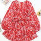 Printed Surplice Balloon Sleeve Layered Dress