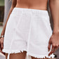 Full Size Drawstring Raw Hem Denim Shorts