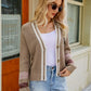 Contrast Button Up Dropped Shoulder Cardigan