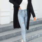 Open Front Pocketed Cardigan