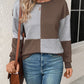 Textured Color Block Round Neck Sweatshirt