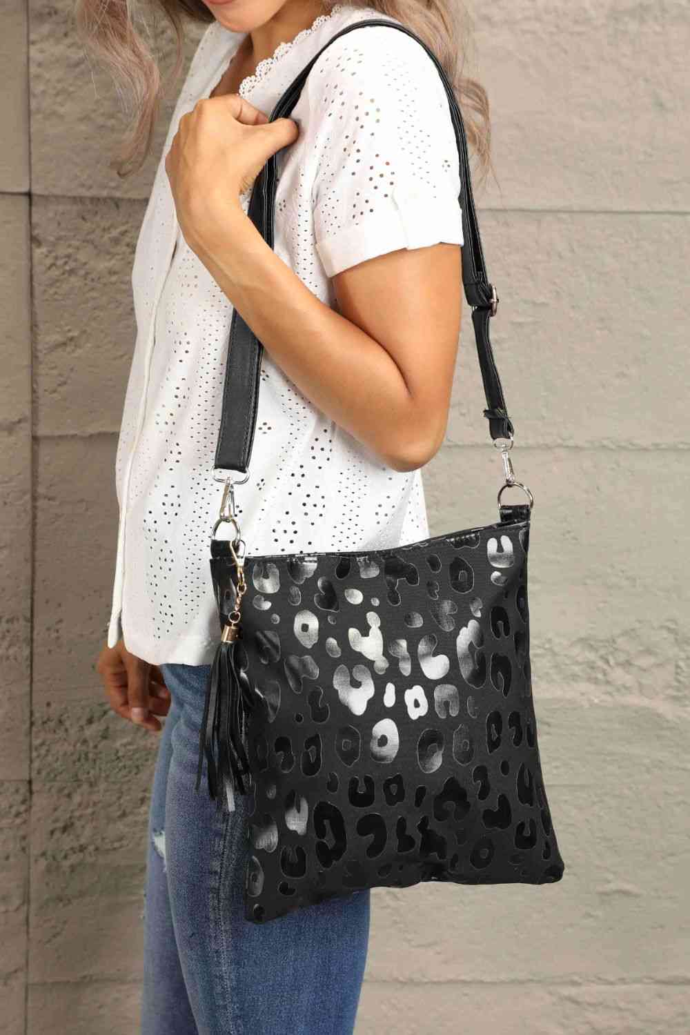 Adored PU Leather Shoulder Bag with Tassel *