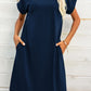 Full Size Scoop Neck Short Sleeve Pocket Mini Dress