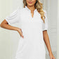 Full Size Notched Neck Puff Sleeve T-Shirt