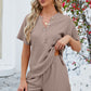 Adryane Jay Notched Button Detail Dropped Shoulder Top and Shorts Set