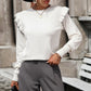 Malibu Dreams Round Neck Ruffle Trim Long Sleeve Pullover Sweater