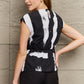 Printed Round Neck Short Sleeve Blouse